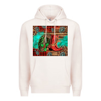 Pale Pink country boots and cowboy hat christmas Premium Hoodie - Jasminsmagicworld