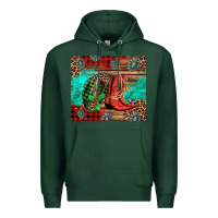 Sports Green country boots and cowboy hat christmas Premium Hoodie - Jasminsmagicworld