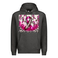 Charcoal Heather breast cancer american football ribbon Premium Hoodie - NancyCooperArtShop