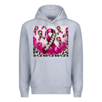 Heather Grey breast cancer american football ribbon Premium Hoodie - NancyCooperArtShop