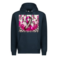 Navy breast cancer american football ribbon Premium Hoodie - NancyCooperArtShop