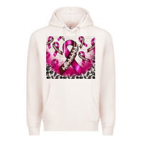 Pale Pink breast cancer american football ribbon Premium Hoodie - NancyCooperArtShop