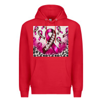 Red breast cancer american football ribbon Premium Hoodie - NancyCooperArtShop