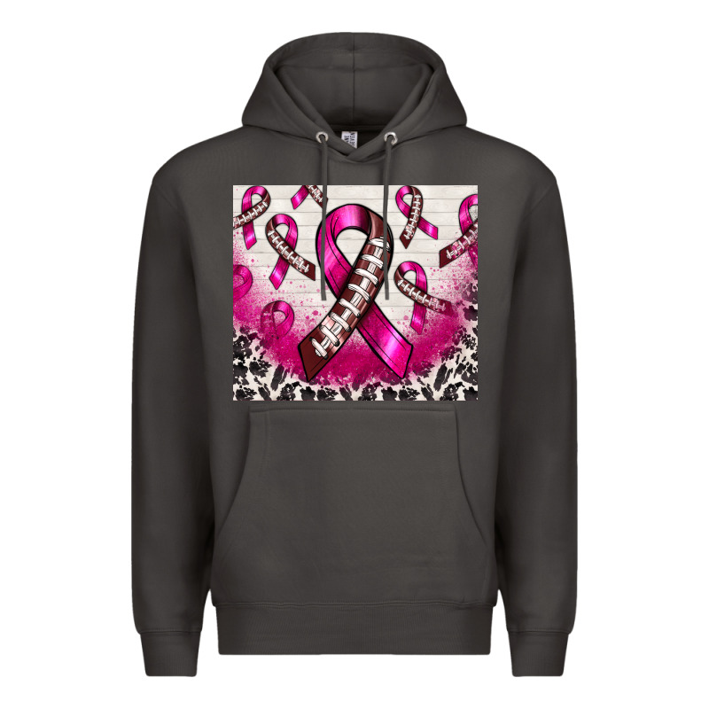 Breast Cancer American Football Ribbon Premium Hoodie by NancyCooperArtShop | Teevron