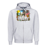 Heather Grey easter farm with bunnies Zipper Hoodie - RanaPortraitStore