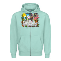 Seafoam easter farm with bunnies Zipper Hoodie - RanaPortraitStore