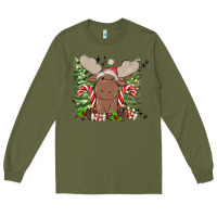 Army Green christmas reindeer Long Sleeve Tee - MaliasSmallBusiness