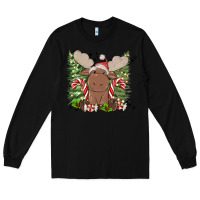 Black christmas reindeer Long Sleeve Tee - MaliasSmallBusiness