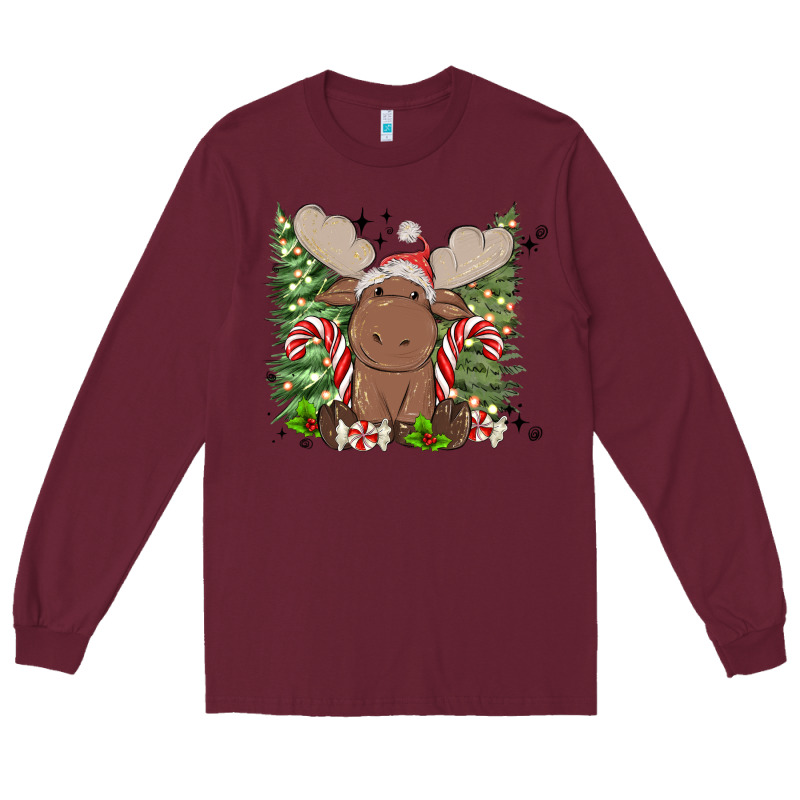 Christmas Reindeer Long Sleeve Tee by MaliasSmallBusiness | Teevron