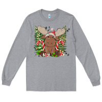 Heather Grey christmas reindeer Long Sleeve Tee - MaliasSmallBusiness