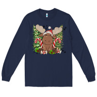 Navy christmas reindeer Long Sleeve Tee - MaliasSmallBusiness
