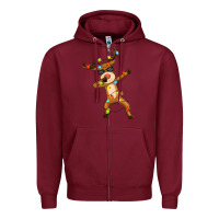 Burgundy dabbing deer Zipper Hoodie - Zillion Design Studio
