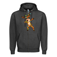 Charcoal Heather dabbing deer Zipper Hoodie - Zillion Design Studio