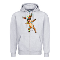 Heather Grey dabbing deer Zipper Hoodie - Zillion Design Studio