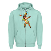 Seafoam dabbing deer Zipper Hoodie - Zillion Design Studio