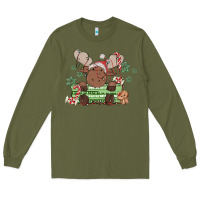 Army Green christmas reindeer Long Sleeve Tee - MaliasSmallBusiness