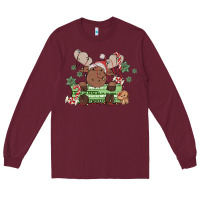 Burgundy christmas reindeer Long Sleeve Tee - MaliasSmallBusiness