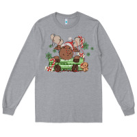 Heather Grey christmas reindeer Long Sleeve Tee - MaliasSmallBusiness