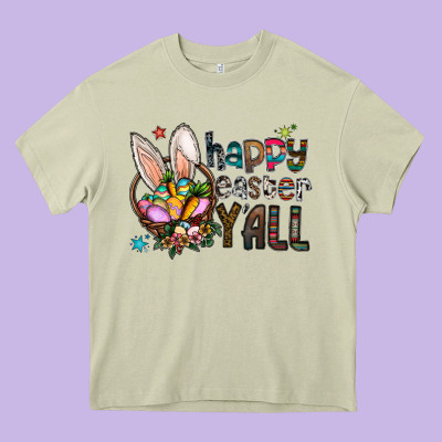 Happy Easter Y All Heavy Core Tee Designed By Cowhidedigitalart