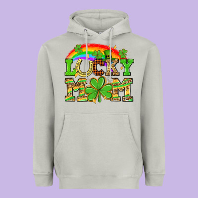 One Lucky Mom St. Patricks Day Heavyweight Hoodie Designed By Neo Western