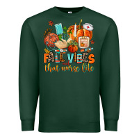 Sports Green fall vibes and that nurse life Premium Sweatshirt - AdoDesignShop