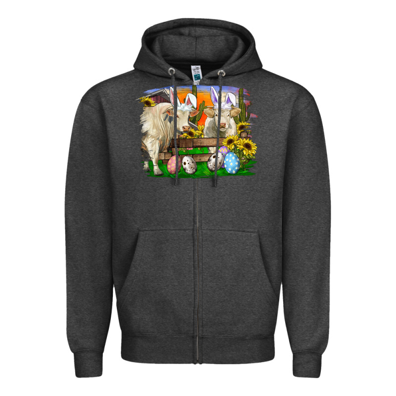 Easter Farm Cows Bunny Ears And Eggs Zipper Hoodie by RanaPortraitStore | Teevron