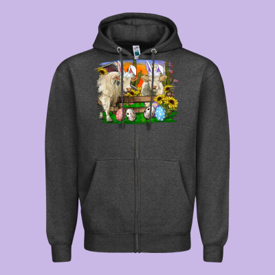 Zipper Hoodie easter farm cows bunny ears and eggs