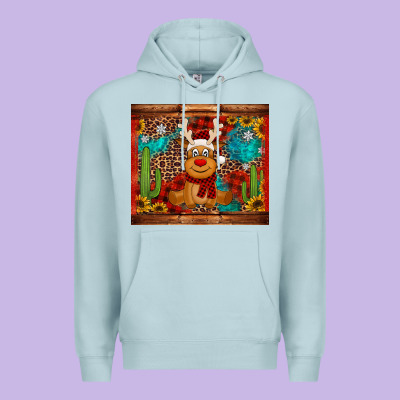 Western Christmas Reindeer Premium Hoodie Designed By Jasminsmagicworld
