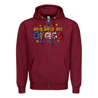 Burgundy god shed his grace on thee Zipper Hoodie - texasbilliewilder