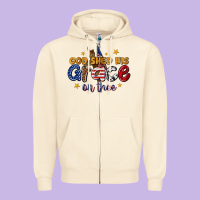 Zipper Hoodie god shed his grace on thee