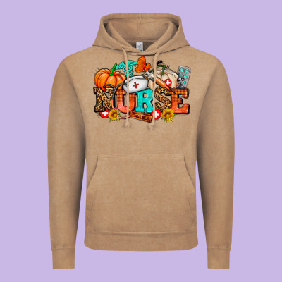 Nurse With Fall Element Vintage Hoodie Designed By Adodesignshop
