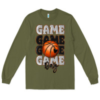Army Green game day basketball bal Long Sleeve Tee - MaliasSmallBusiness