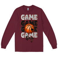 Burgundy game day basketball bal Long Sleeve Tee - MaliasSmallBusiness