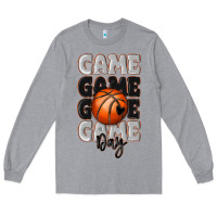 Heather Grey game day basketball bal Long Sleeve Tee - MaliasSmallBusiness