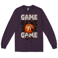 Plum game day basketball bal Long Sleeve Tee - MaliasSmallBusiness