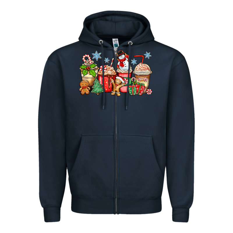 Christmas Coffee Cups Zipper Hoodie by Zillion Design Studio | Teevron