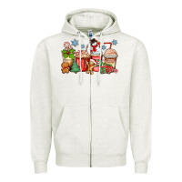 Oatmeal Heather christmas coffee cups Zipper Hoodie - Zillion Design Studio