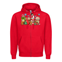 Red christmas coffee cups Zipper Hoodie - Zillion Design Studio