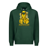 Sports Green they never fight alone yellow ribbon with boxing g Premium Hoodie - NancyCooperArtShop