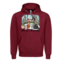 Burgundy merry christmas gnomes Zipper Hoodie - Zillion Design Studio
