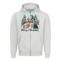 Dove Grey merry christmas gnomes Zipper Hoodie - Zillion Design Studio