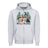 Heather Grey merry christmas gnomes Zipper Hoodie - Zillion Design Studio