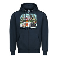 Navy merry christmas gnomes Zipper Hoodie - Zillion Design Studio
