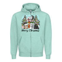 Seafoam merry christmas gnomes Zipper Hoodie - Zillion Design Studio