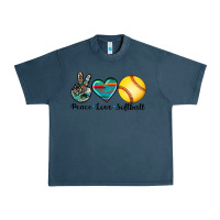 Midnight Navy peace love softball Urban Heavy Tee - Artiststas