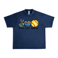 Navy peace love softball Urban Heavy Tee - Artiststas