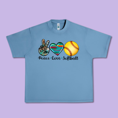 Peace Love Softball Urban Heavy Tee Designed By Artiststas