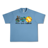 Pebble Blue peace love softball Urban Heavy Tee - Artiststas