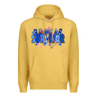 Antique Gold I am a survivor Colon Cancer blue ribbon Premium Hoodie - NancyCooperArtShop