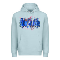 Blue Mist I am a survivor Colon Cancer blue ribbon Premium Hoodie - NancyCooperArtShop